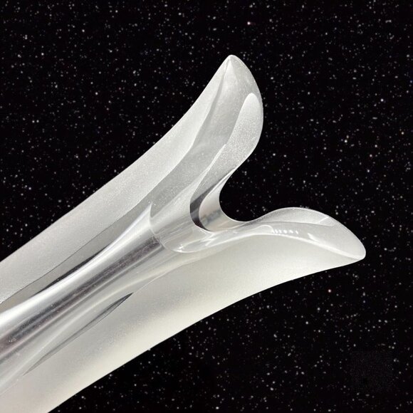 Vintage Polish Art Glass Vase Large Tall Frosted Clear Glass Signed By Artist - Picture 3 of 13